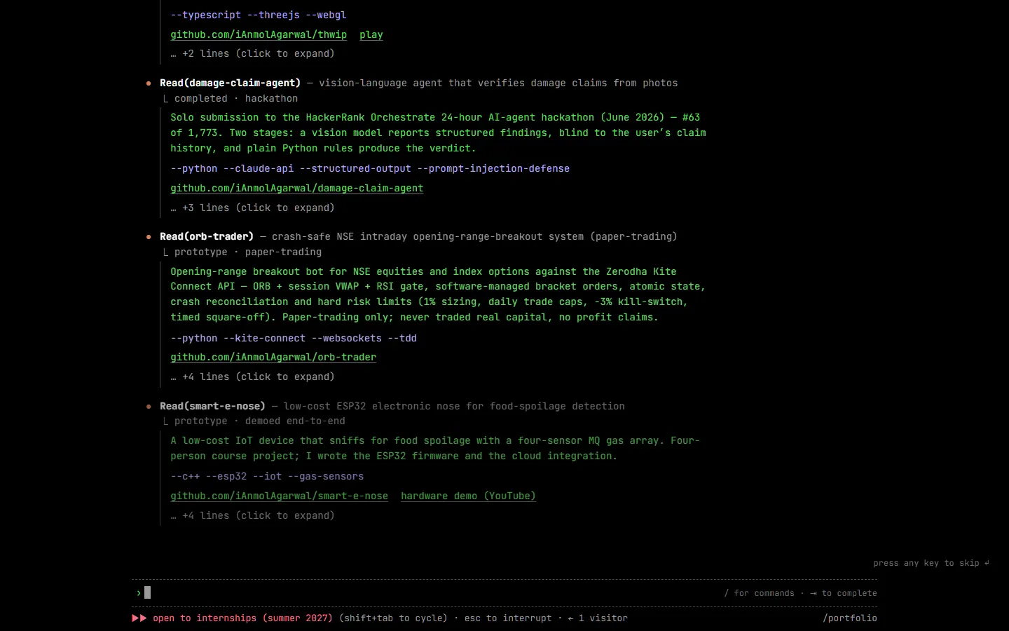 Homepage preview of Anmol Agarwal