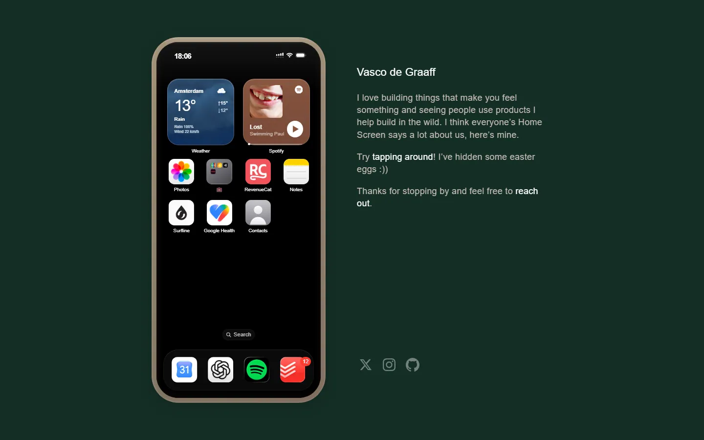 Homepage preview of Vasco de Graaff